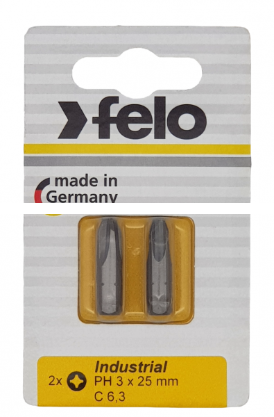 Felo Бита крестовая PH 3X25, серия Industrial, 2 шт в блистере 02203036
