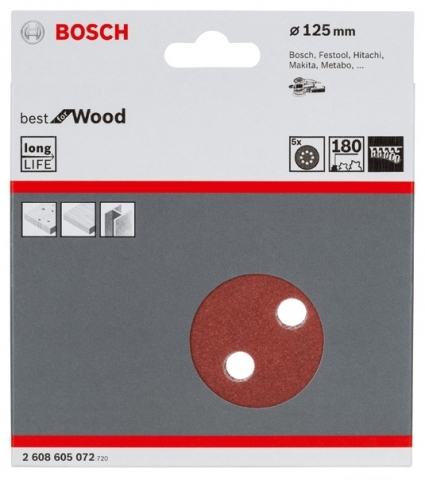 products/5 шлифлистов ?125мм K180 Best for Wood+Paint 2608605072