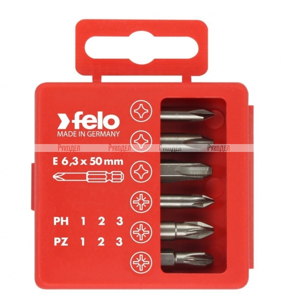 Felo Набор бит PZ1-3 и PH1-3 50 мм в упаковке, 6 шт  03291516