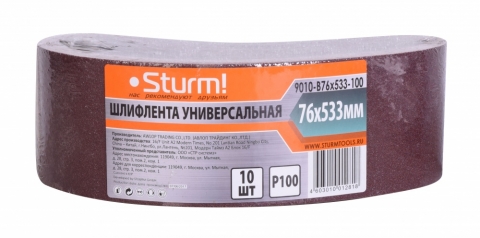 products/9010-B76x533-100 Шлифлента , 76x533, зерно 100, 10 шт УВЕЛИЧЕННЫЙ РЕСУРС, Sturm!