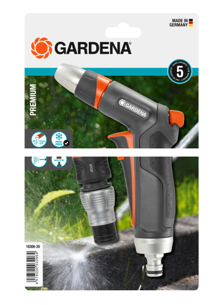 Пистолет-наконечник для полива Gardena Premium + Коннектор с автостопом Gardena Premium 18306-20.000.00