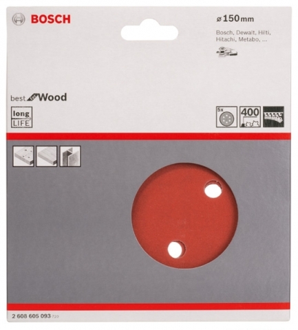 products/5 шлифлистов ?150мм K400 Best for Wood+Paint 2608605093