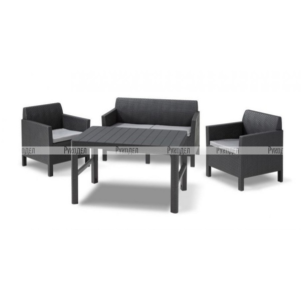 Комплект мебели Allibert Orlando set + Lyon wicker table (17204944) графит, 232295