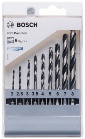 products/Набор сверл HSS PointTeQ 9 сверл по металлу с шестигранным хвостовиком, Bosch, 2607002826