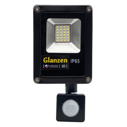 products/Светодиодный прожектор c датчиком движения GLANZEN FAD-0011-20 (20 Вт, 6000 К, SIP) 00-00001790