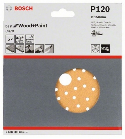 products/5 шлифлистов Best for Wood+Paint Multihole ?150 K120 2608608X85