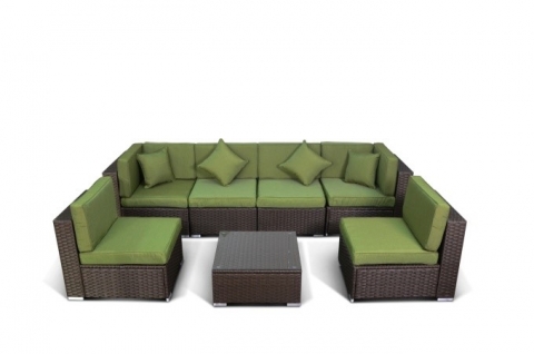 products/Комплект мебели (иск. ротанг)  7 элементов YR822BG Brown/Green