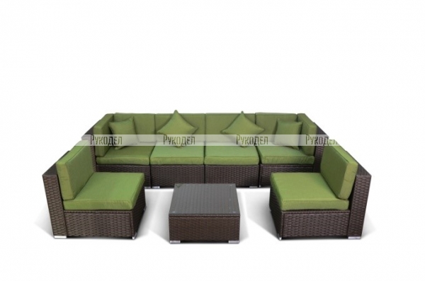 Комплект мебели (иск. ротанг)  7 элементов YR822BG Brown/Green