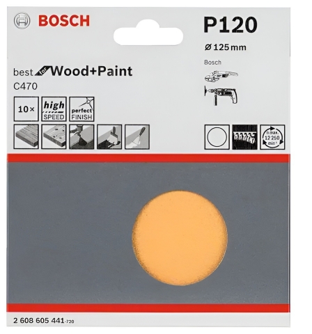 products/Шлифовальные листы Bosch Best for Wood+Paint K40-120, для УШМ, 10 листов, диаметр 125 мм
