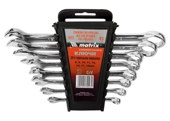 products/Набор ключей комбинированных, 8 - 19 мм, 8 шт., CrV, полированный хром MATRIX