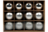 Набор елочных шаров Winter Glade пластик, 6 см, 12 шт., серебряный микс 6012G002