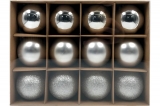 Набор елочных шаров Winter Glade пластик, 8 см, 12 шт., серебряный микс 8012G002
