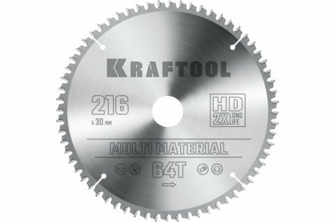 products/Пильный диск по алюминию KRAFTOOL Multi material 216x30 мм, 64Т 36953-216-30