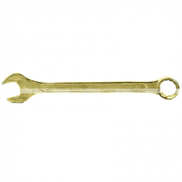 Ключ комбинированный, 27 мм, желтый цинк, Сибртех, 14987