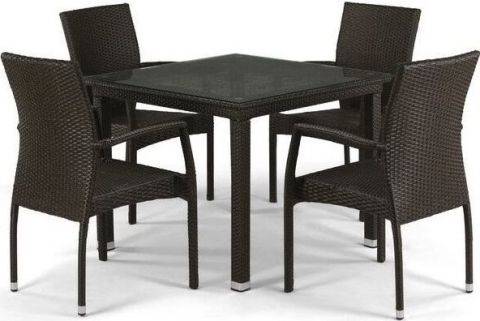 products/Комплект плетеной мебели Afina T257A/YC379A-W53 Brown (4+1) + подушки на стульях