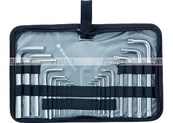 Набор ключей имбусовых HEX-TORX, 18 шт: HEX 1,5–10 мм, T10-T50, CrV, коротких, с сатиновым покрытием MATRIX