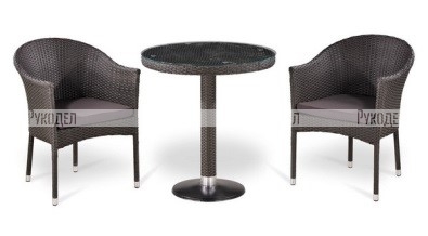 Комплект мебели (иск. ротанг)  2+1 T605SWT/Y350BW51-W53 Brown 2Pcs