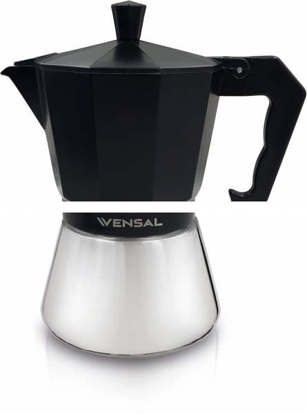 Гейзерная кофеварка VENSAL 3200VS 3 чашки. Материал алюминий, нержавеющая сталь, подходит индукции арт. VS3200