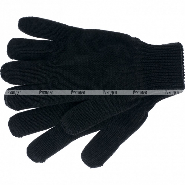 Перчатки трикотажные, акрил, цвет: чёрный, двойная манжета, Россия, Сибртех, 68671