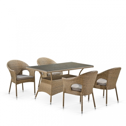 products/Комплект плетеной мебели T198B/Y97B-W56 Light Brown (4+1), Afina