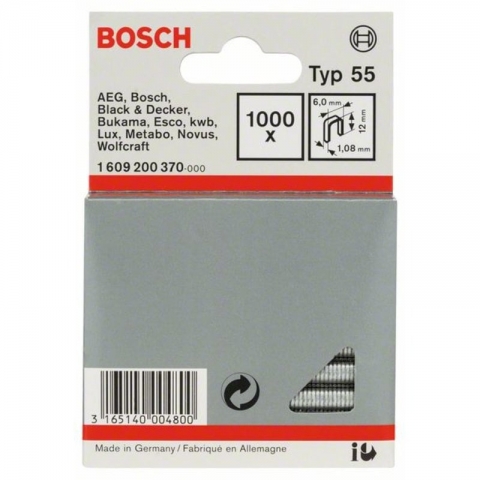 products/Скобы металлические 1000 шт. для степлеров (12х6х1,08 мм) BOSCH 1609200370