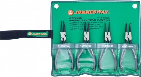 products/Универсальный набор щипцов для стопорных колец "разжим и сжим" 7", 4 предмета Jonnesway AG010002S