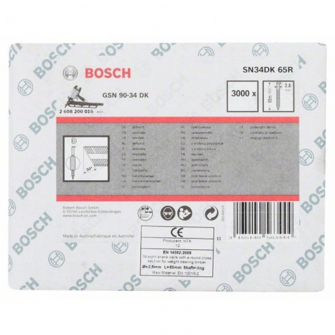 products/Гвозди 3000 шт. с D-образной головкой SN34DK 65R; 65 мм для GSN 90-34 DK, Bosch, 2608200015