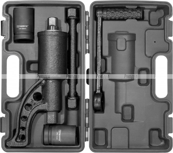 Гайковерт ручной механический 1"DR, 3800 Нм и головки торцевые 1"DR 32 мм, 33 мм Thorvik, арт. LSW2