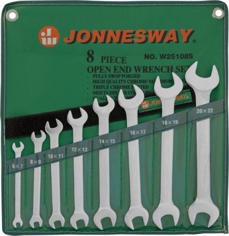 products/W25108S Jonnesway Набор ключей гаечных рожковых в сумке, 6-22 мм, 8 предметов