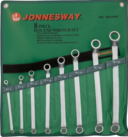 products/W23108S Jonnesway Набор ключей гаечных накидных изогнутых 75° в сумке, 6-22 мм, 8 предметов