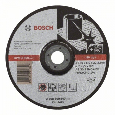 products/Обдирочный круг по нержавейке 180×22.23×6 мм Expert for INOX AS 30 S INOX BF вогнутый Bosch 2608600540