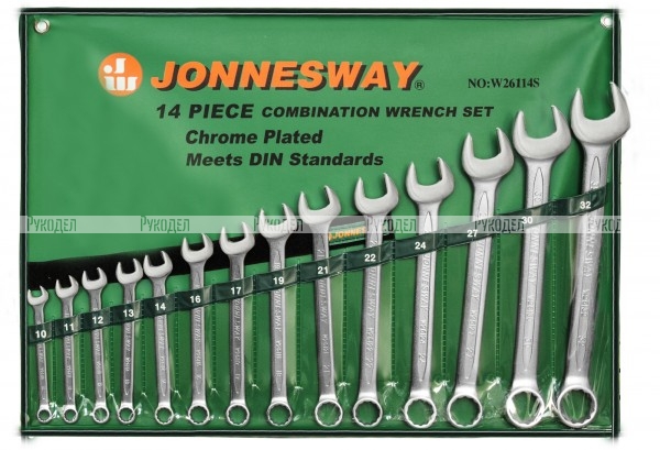 W26114S Jonnesway Набор ключей гаечных комбинированных в сумке, 10-32 мм, 14 предметов