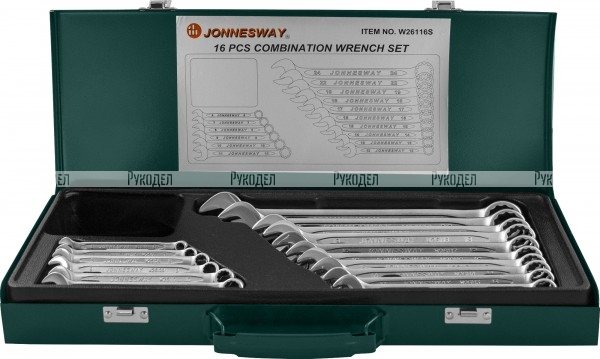 Набор ключей гаечных комбинированных в кейсе, 6-24 мм, 16 предметов Jonnesway W26116S