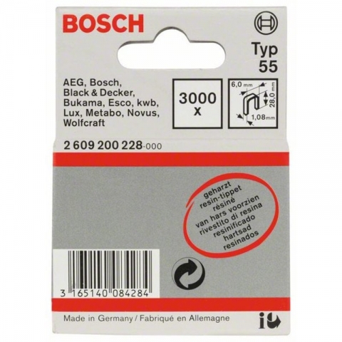 products/Скобы 3000 шт осмоленный TИП 55; 28 мм Bosch 2609200228