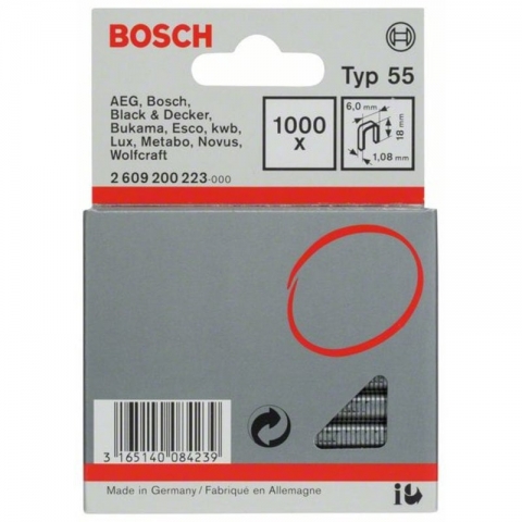 products/Скобы 1000 шт осмоленный TИП 55; 18 мм Bosch 2609200223