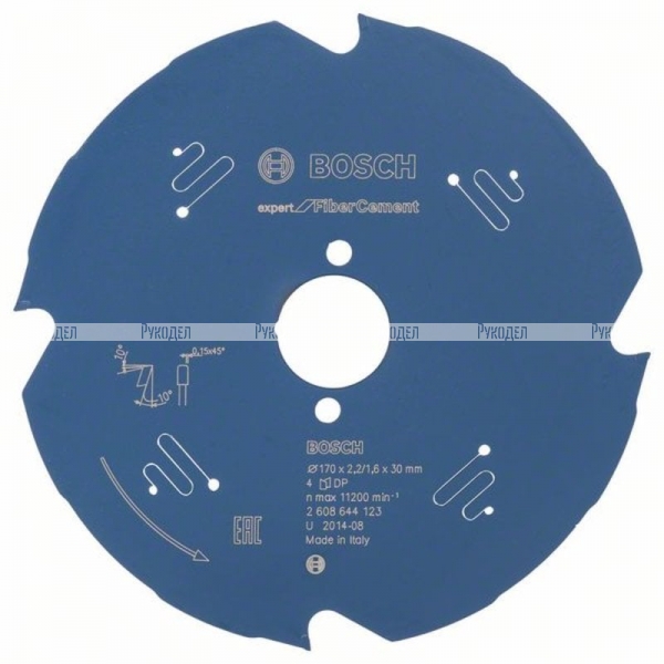 Пильный диск по фиброцементу/гипсокартону Expert for FiberCement 170x30x2.2/1.6x4T Bosch 2608644123