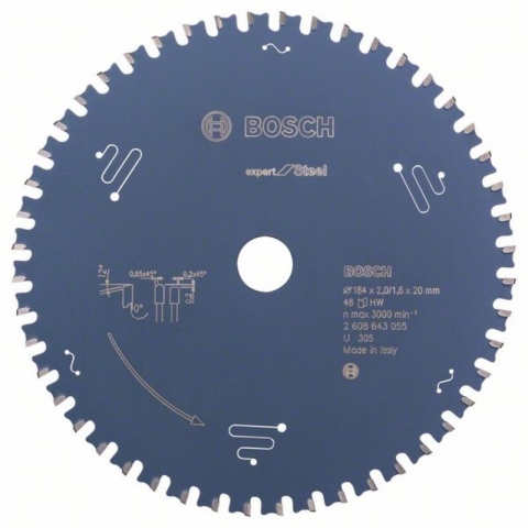 products/Пильный диск по металлу 184×2.0/1.6×20 мм 48Т Expert for Steel Bosch 2608643055
