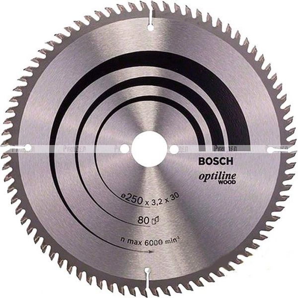 Пильный диск 250×3.2×30 мм 80Т OPTILINE Bosch 2608640660