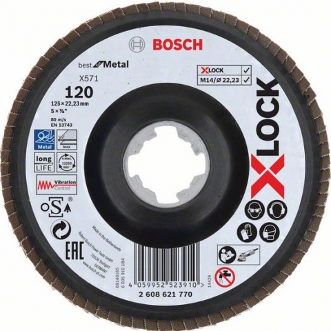 products/Шлифкруг лепестковый (125 мм; G120; Угловой) по металлу X-LOCK X571 Best for Metal Bosch 2608621770