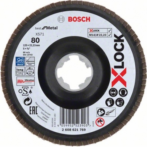 products/Шлифкруг лепестковый (125 мм; G80; Угловой) по металлу X-LOCK X571 Best for Metal Bosch 2608621769