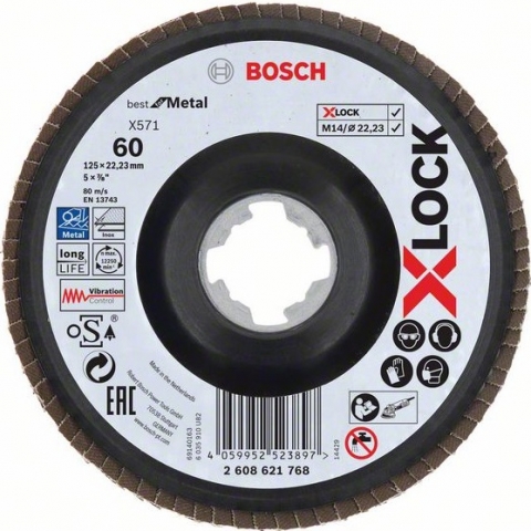 products/Шлифкруг лепестковый (125 мм; G60; Угловой) по металлу X-LOCK X571 Best for Metal Bosch 2608621768