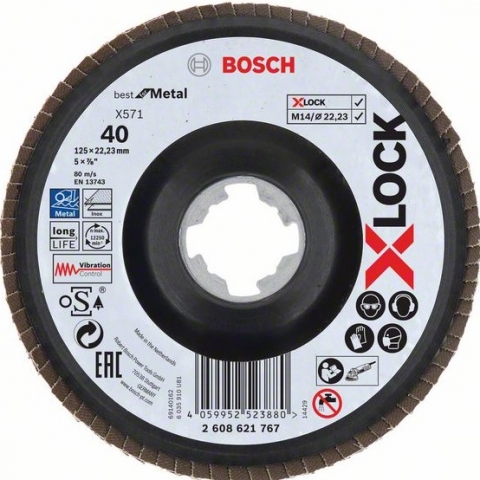 products/Шлифкруг лепестковый (125 мм; G40; Угловой) по металлу X-LOCK X571 Best for Metal Bosch 2608621767