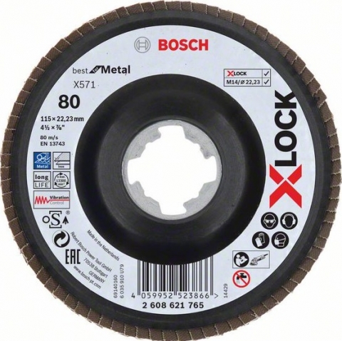 products/Шлифкруг лепестковый (115 мм; G80; Угловой) по металлу X-LOCK X571 Best for Metal Bosch 2608621765