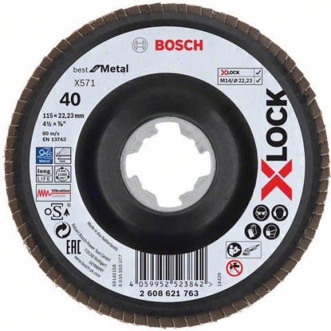 products/Шлифкруг лепестковый (115 мм; G40; Угловой) по металлу X-LOCK X571 Best for Metal Bosch 2608621763