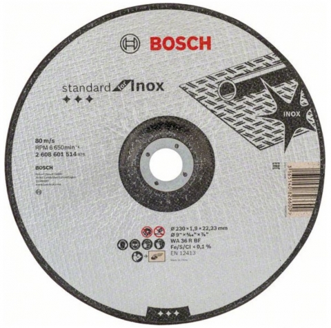 products/Обдирочный круг Standard for Inox 230х1.9 мм, по нержавейке Bosch 2608601514