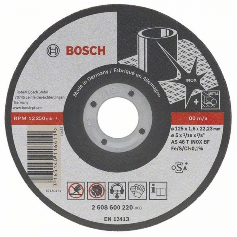 products/Прямой отрезной круг по нержавеющей стали 115×22.23×1.0 мм A60WBF Expert for Inox Bosch 2608602220