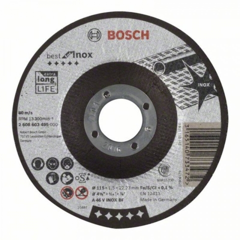 products/Вогнутый отрезной круг по нержавеющей стали 115×22.23×1.5 мм A 46 V INOX BF Best for Inox Bosch 2608603495