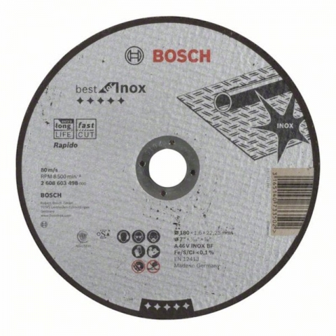 products/Прямой отрезной круг по нержавеющей стали 180×22.23×1.6 мм A 46 V INOX BF Best for Inox Bosch 2608603498