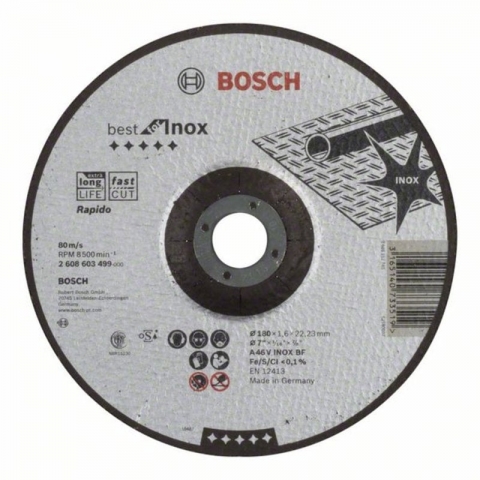 products/Вогнутый отрезной круг по нержавеющей стали 180×22.23×1.6 мм A 46 V INOX BF Best for Inox Bosch 2608603499
