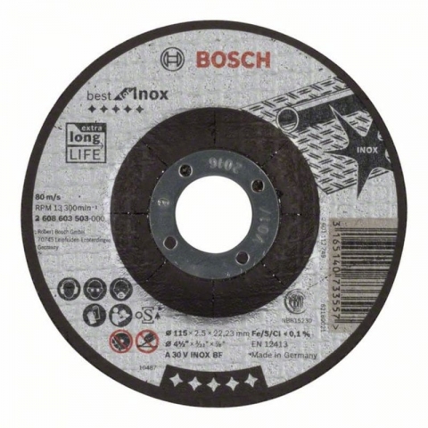 products/Вогнутый отрезной круг по нержавеющей стали 115×22.23×2.5 мм A 30 V INOX BF Best for Inox Bosch 2608603503